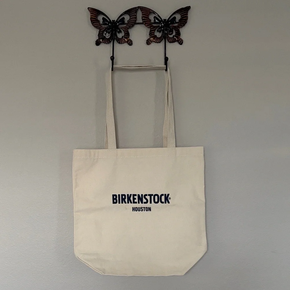 Birkenstock Houston NWOT”BOOTS OFF.BIRKS ON” Natural Canvas Tote - Picture 2 of 10